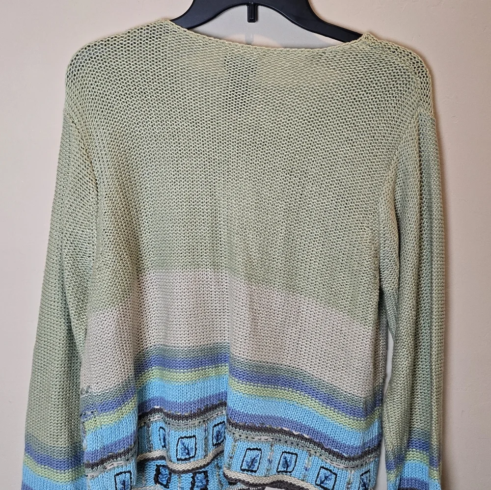 Vintage Sigrid Olsen Sport Women's Green and Blue Patterned Sweater NWT - Picture 3 of 7